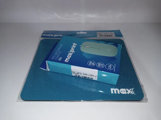 Mouse + Mousepad Bundle Blue Maxprint Cor Azul-Turquesa Novos