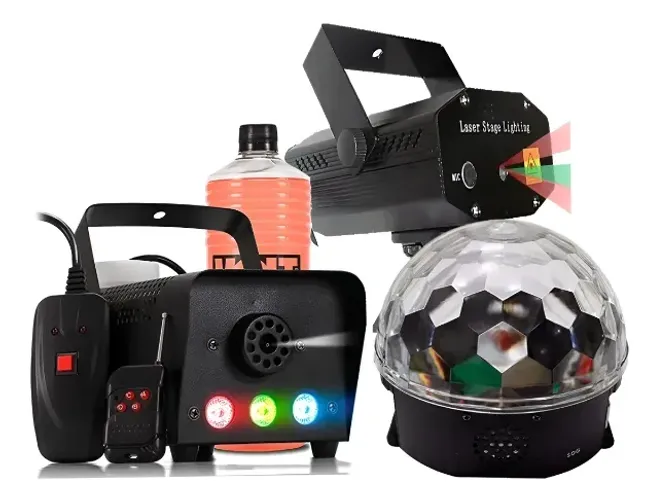 Kit Iluminação Para Festa De Aniversario Djs Máquina De Fuma nova