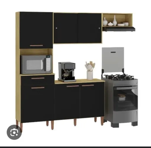 Armário de cozinha preto 