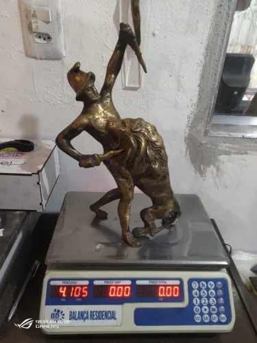 O leão e o gladiador em bronze