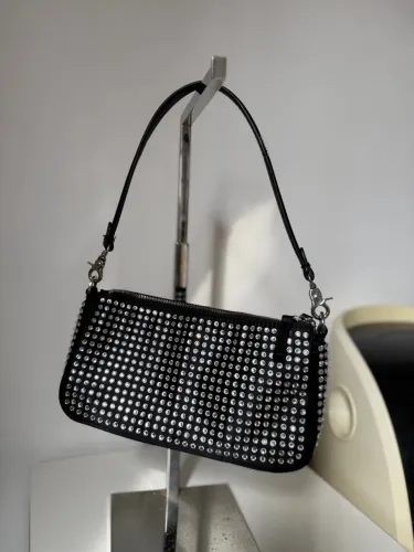 Bolsa de Ombro Preta com Strass ZARA 