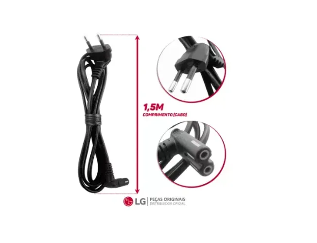 Cabo de Energia Plug 90º Original TV LG Smart 32/43/49/50/55/65 Polegadas Qualidade!!!