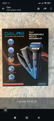 Kit de Aparador de Barba 3 em 1 Recarregável - DALING