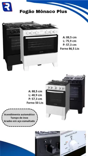 Fogão Mônaco Pluss 4 e 5 bocas