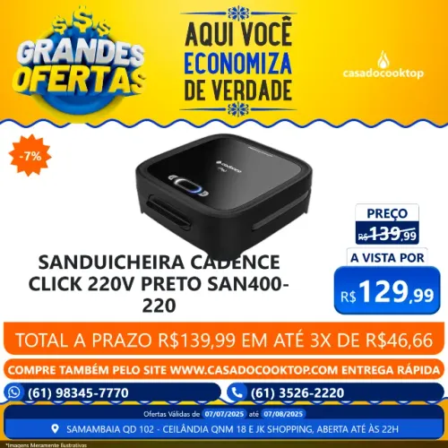 SANDUICHEIRA CADENCE CLICK 220V PRETO SAN400