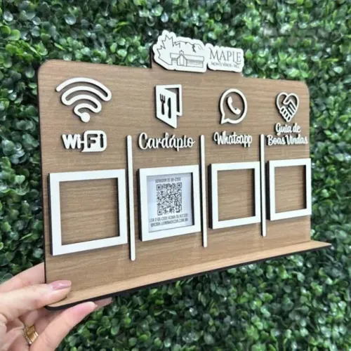 Placa de Mesa Personalizada com QR-Code