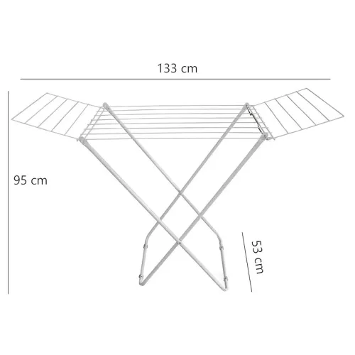 Varal de chão com Abas cor Branco  em Aço 