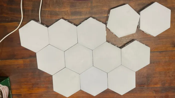 Leds de parede, limunaria de led. Modular. Luz branca, 12 peças hexagonais.