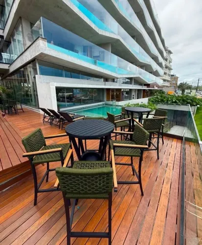 BISTRÔ PARA JARDIM + BANQUETAS DE CORDA NÁUTICA