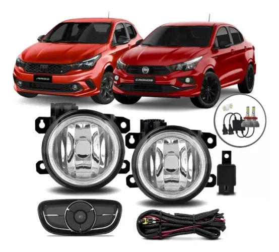 Kit Farol Milha Neblina Fiat Argo Cronos + Super Led Brinde