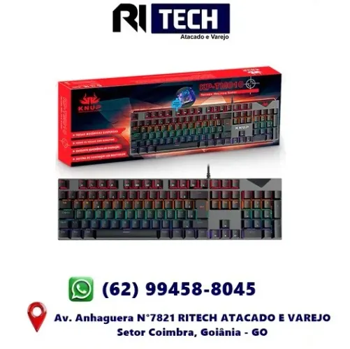 Teclado Gamer Mecanico C/fio USB Led Rgb Metalizado Knup KP-TM010
