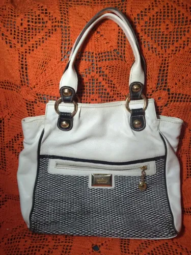 Bolsa de couro couro fino bege