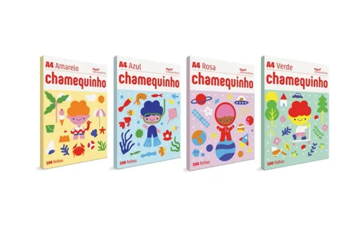 Papel Sulfite Colorido Chamequinho A4, 75 g, 100 Folhas