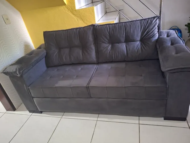 Sofá 2.00 metros em sued cinza