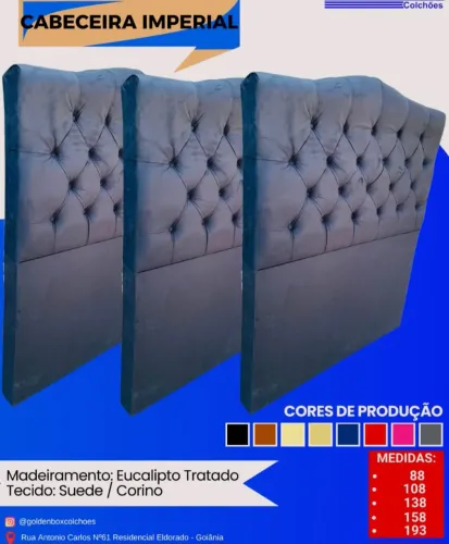 Cabeceira Imperial Estofada Suede/Corino - Várias Cores e Medidas