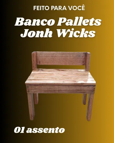 Banco Pallets Jonh Wicks Assento Vernizado Madeira