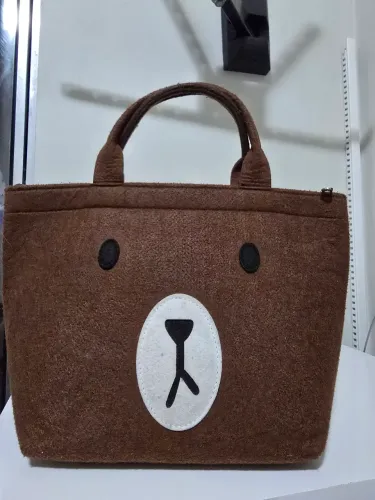 Bolsa de Mão Aveludada Urso marrom
