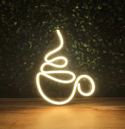 Luminária Painel Neon Led - Xícara de Café / Coffe