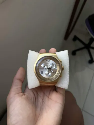 Relogio original swatch série ouro cara branca