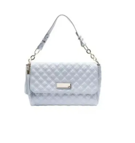 Bolsa de Couro Matelassê - Azul Pastel - A21 x L35 x P12cm - Jorge Bischoff