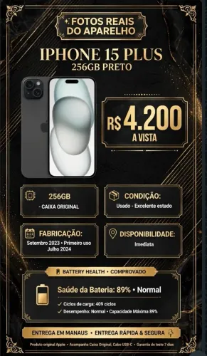 IPHONE 15 PLUS - USADO EXCELENTE ESTADO