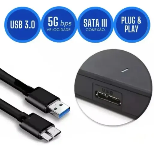 Hd Externo 500gb Usb 3.0 Tv,computadores Ps5 Ps4 Ps3 Xbox Cor Preto