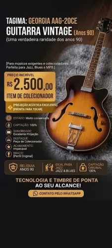 Guitarra Vintage Tagima Georgia AAG-20CE (Anos 90) - Raridade / Colecionador