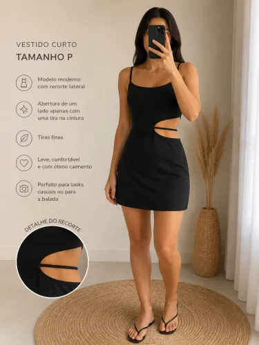 Vestido curto preto - tamanho P ?