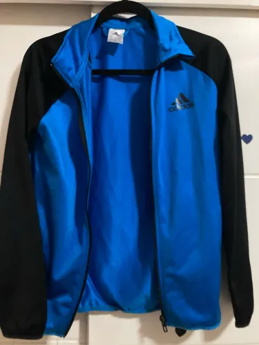 Jaqueta Adidas Original - Azul e Preta - Tam. 13-14 anos (G Juvenil)