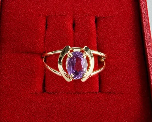 anel ouro 18k com ametista natural certificado e garantia