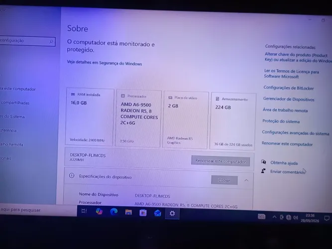 Computador 16GB de RAM, com teclado e mouse AMD