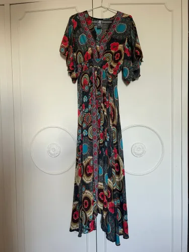 Vestido indiano tecido macio como seda/cetim muito leve