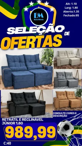 Sofá retrátil e reclinável junior 1.80