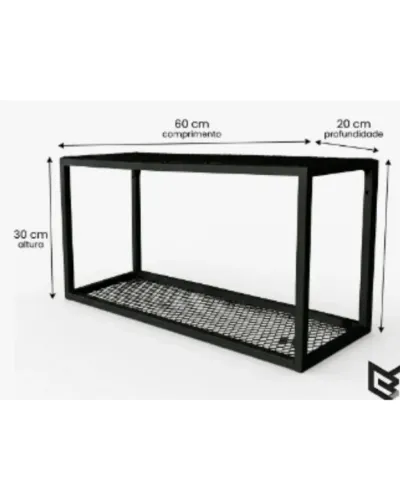 Nicho de ferro com tela estilo industrial - preto fosco