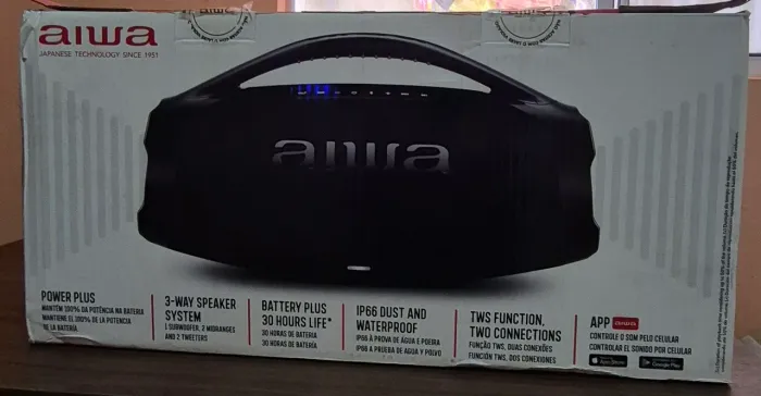 Caixa de som aiwa boombox plus 200w rms