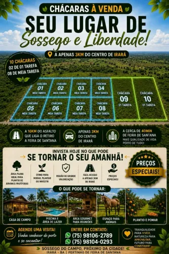 Mini chácaras em Irara Ba.