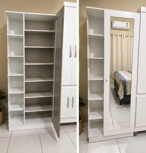 Sapateira com espelho 1 porta<br><br>branco