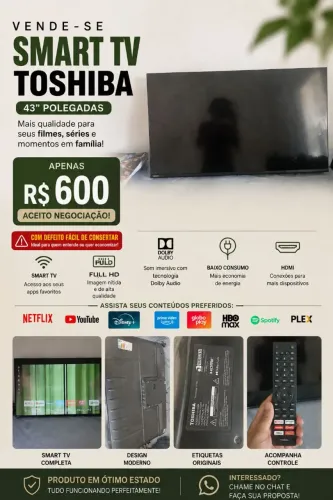 Tv Toshiba 43 polegadas(leia o anúncio na foto)