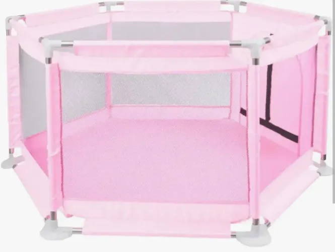 Cercadinho Infantil Rosa Hexagonal + Tapete
