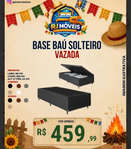 459,99 PROMOÇÃO- base baú solteiro - direto de fendida - paga na entrega