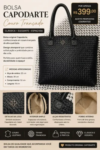 BOLSA CAPODARTE PRETA TRANÇADA