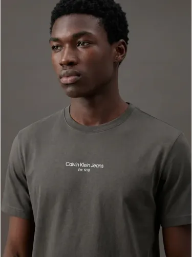 Camiseta Manga Curta Calvin Klein Jeans Masculino Logo Estampa1978 Chumbo