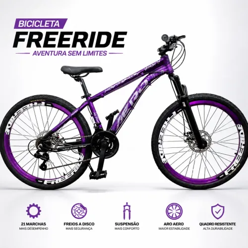 BICICLETA FREERIDE ARO 26 AERO VENUM 21 MARCHAS FREIO A DISCO