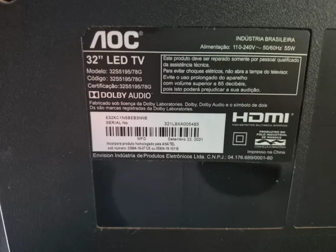 TV Smart AOC Roku 32" HD Estado de Nova, sem detalhes 