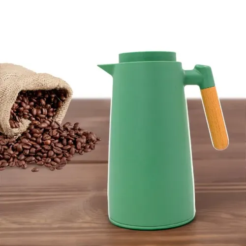 Garrafa Térmica Jarra Inox Café Chá 1 Litro Cabo Madeira Cores