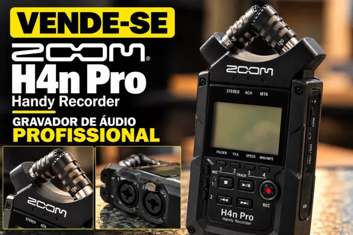 VENDO - GRAVADOR PROFISSIONAL ZOOM H4n PRO | ALL BLACK