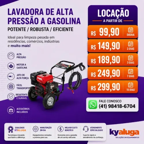 ALUGUEL - lavadora de alta pressão a gasolina