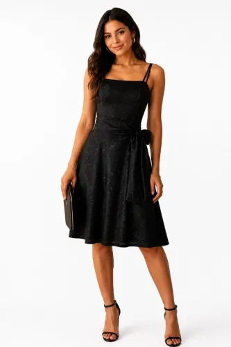 Vestido de Festa em Tafetá Preto - Tamanho P