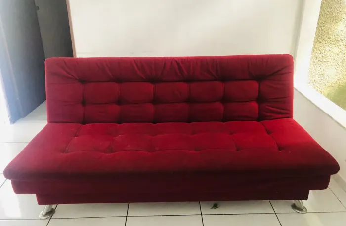Sofá-Cama Casal Premium Suede Vermelho