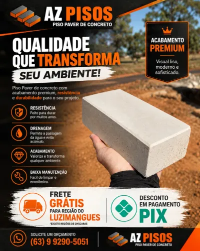 Piso Paver de concreto Luzimangues e Palmas